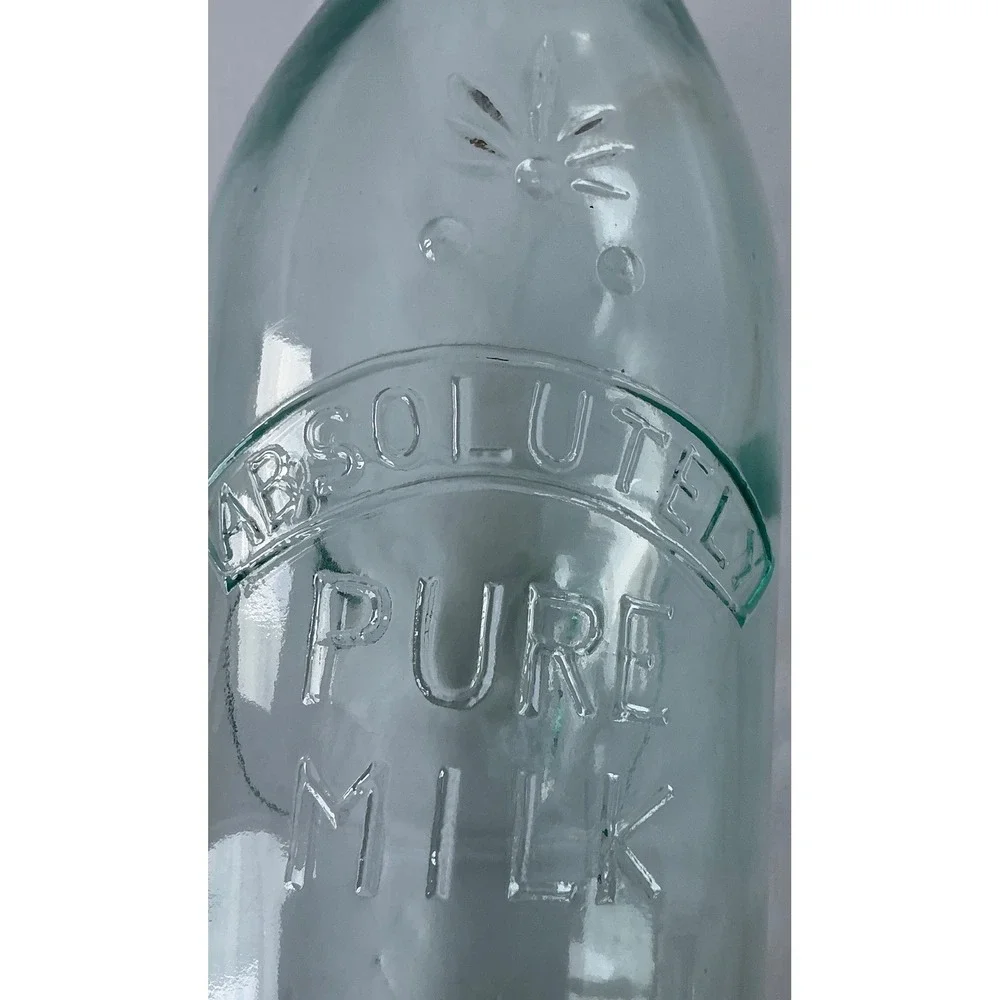 Vintage Milk Bottle Embossed Cow Absolutely Pure Milk‎ Italy Green Glass